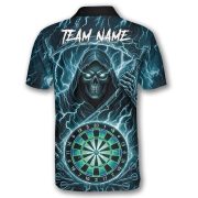Grim Reaper Blue Teal Lightnings Dartboard Custom Darts Shirt - Image 4