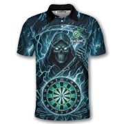 Grim Reaper Blue Teal Lightnings Dartboard Custom Darts Shirt - Image 3
