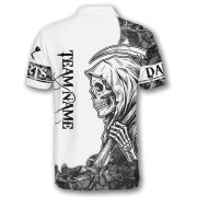 Grim Reaper Camo Woodland Design Custom Darts Shirt - Image 4
