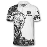 Grim Reaper Camo Woodland Design Custom Darts Shirt - Image 3