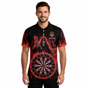 Grim Reaper Red Fire Flame Dartboard Custom Darts Shirt - Image 2