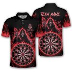 Grim Reaper Red Fire Flame Dartboard Custom Darts Shirt