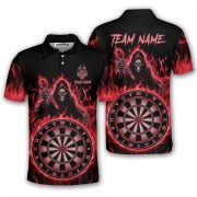 Grim Reaper Red Fire Flame Dartboard Custom Darts Shirt