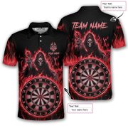 Grim Reaper Red Fire Flame Dartboard Custom Darts Shirt - Image 5