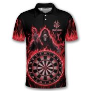 Grim Reaper Red Fire Flame Dartboard Custom Darts Shirt - Image 3