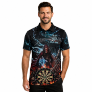 Grim Reaper Skull Dartboard Dark Blue Fire Flame Custom Darts Shirt - Image 2