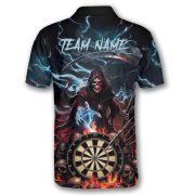 Grim Reaper Skull Dartboard Dark Blue Fire Flame Custom Darts Shirt - Image 4