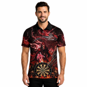 Grim Reaper Skull Dartboard Dark Red Fire Flame Custom Darts Shirt - Image 2