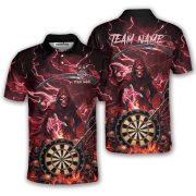Grim Reaper Skull Dartboard Dark Red Fire Flame Custom Darts Shirt