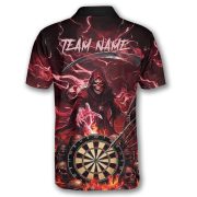 Grim Reaper Skull Dartboard Dark Red Fire Flame Custom Darts Shirt - Image 4