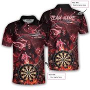 Grim Reaper Skull Dartboard Dark Red Fire Flame Custom Darts Shirt - Image 5