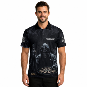 Grim Reaper Smoke Black Skull Design Custom Darts Shirt - Image 2