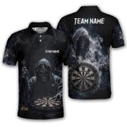 Grim Reaper Smoke Black Skull Design Custom Darts Shirt