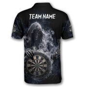 Grim Reaper Smoke Black Skull Design Custom Darts Shirt - Image 4