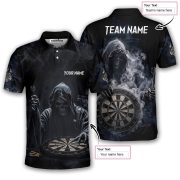 Grim Reaper Smoke Black Skull Design Custom Darts Shirt - Image 5