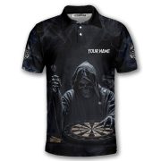 Grim Reaper Smoke Black Skull Design Custom Darts Shirt - Image 3