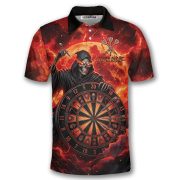 Grim Reaper Throwing Darts Blood Moon Custom Darts Shirt - Image 3