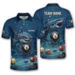 Shark Attack Undersea 8 Ball Pool Custom Billiards Shirt
