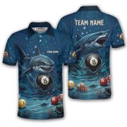 Shark Attack Undersea 8 Ball Pool Custom Billiards Shirt
