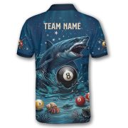 Shark Attack Undersea 8 Ball Pool Custom Billiards Shirt - Image 4
