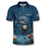 Shark Attack Undersea 8 Ball Pool Custom Billiards Shirt - Image 3