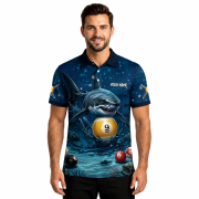 Shark Attack Undersea 9 Ball Pool Custom Billiards Shirt - Image 2