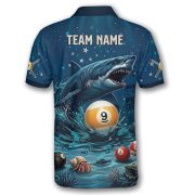 Shark Attack Undersea 9 Ball Pool Custom Billiards Shirt - Image 4