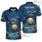 Shark Attack Undersea 9 Ball Pool Custom Billiards Shirt - Image 5
