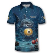 Shark Attack Undersea 9 Ball Pool Custom Billiards Shirt - Image 3