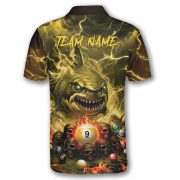 Yellow Flaming 9 Ball Pool Shark Gothic Skulls Custom Billiards Shirt - Image 4